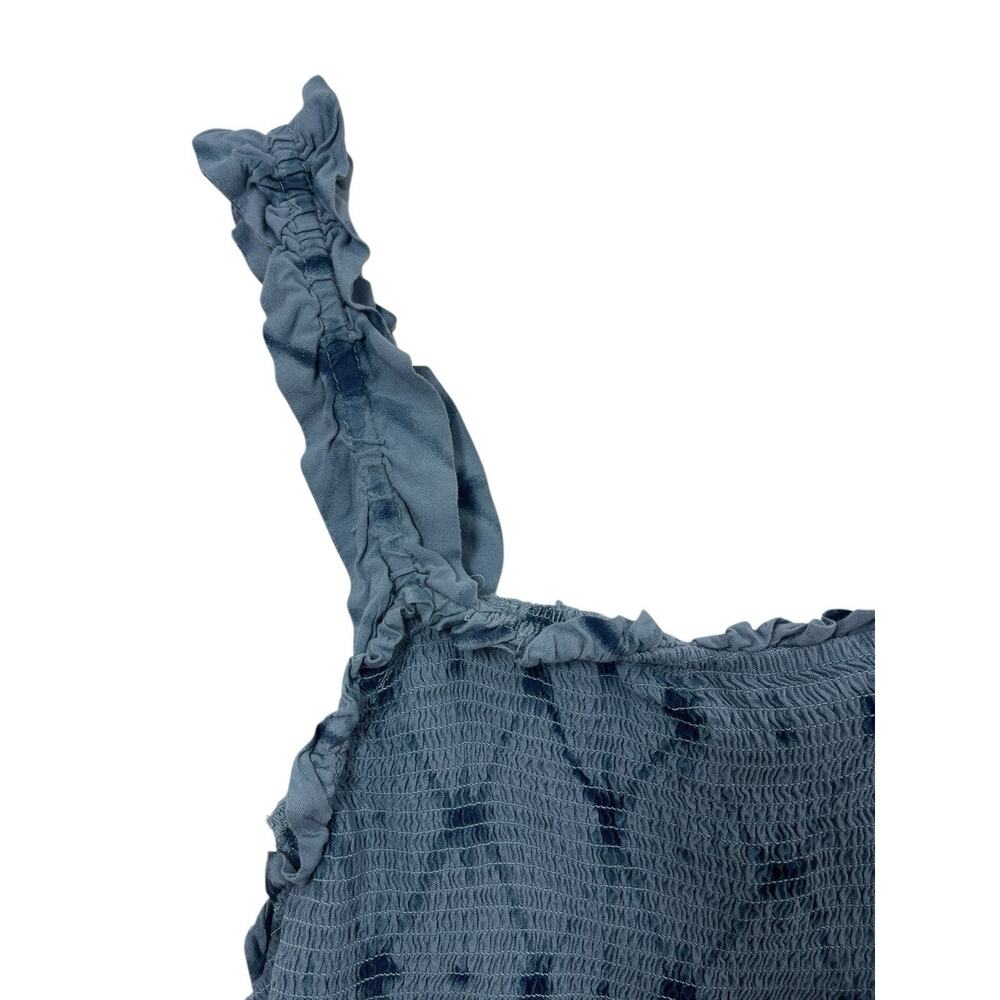Sonoma Babydoll Top Women's 1X Tank Festival Blue Tie Dye Smocked Ruffle Y2K - Picture 3 of 8